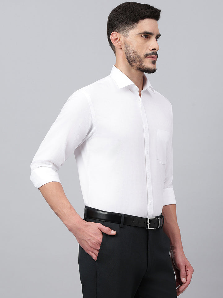 Men White Regular Fit Solid Formal Shirt