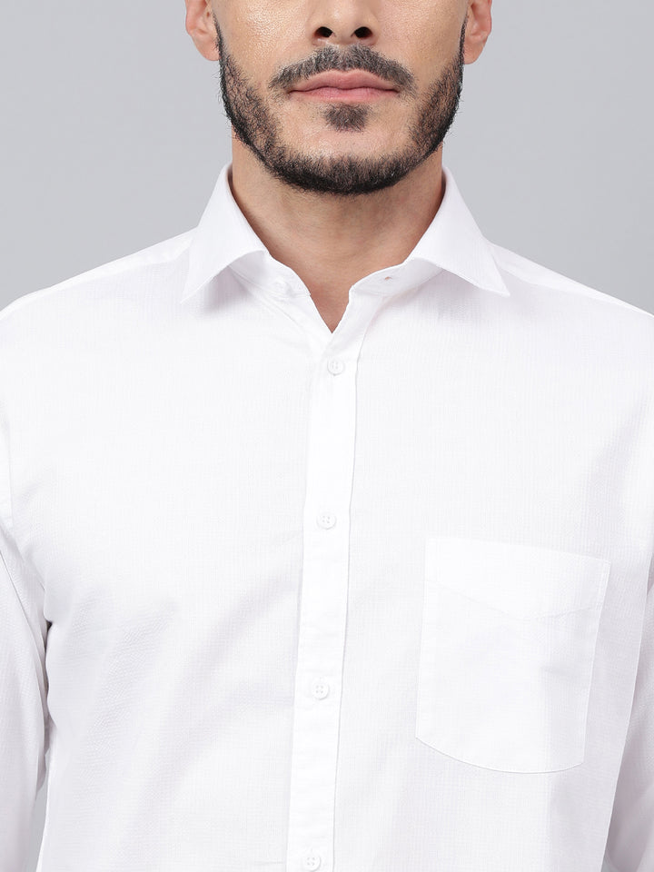 Men White Regular Fit Solid Formal Shirt
