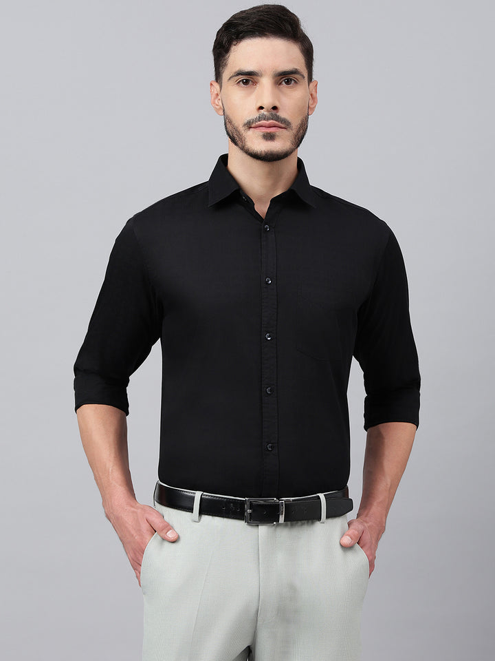 Men Black Regular Fit Solid Formal Shirt