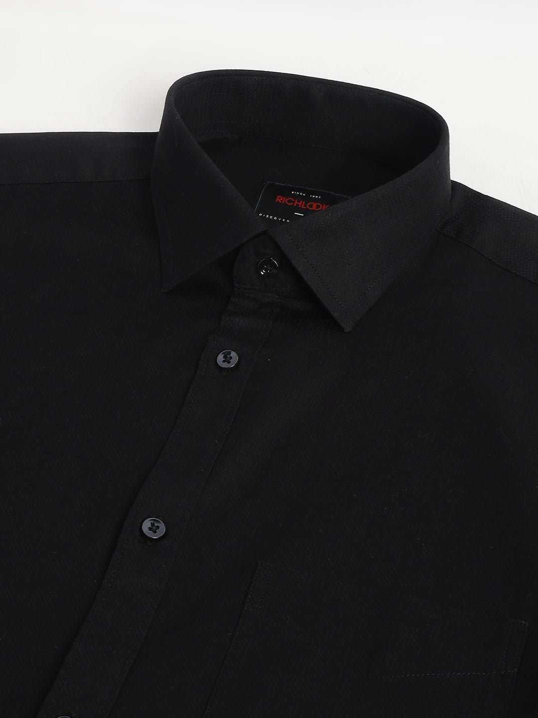 Men Black Regular Fit Solid Formal Shirt