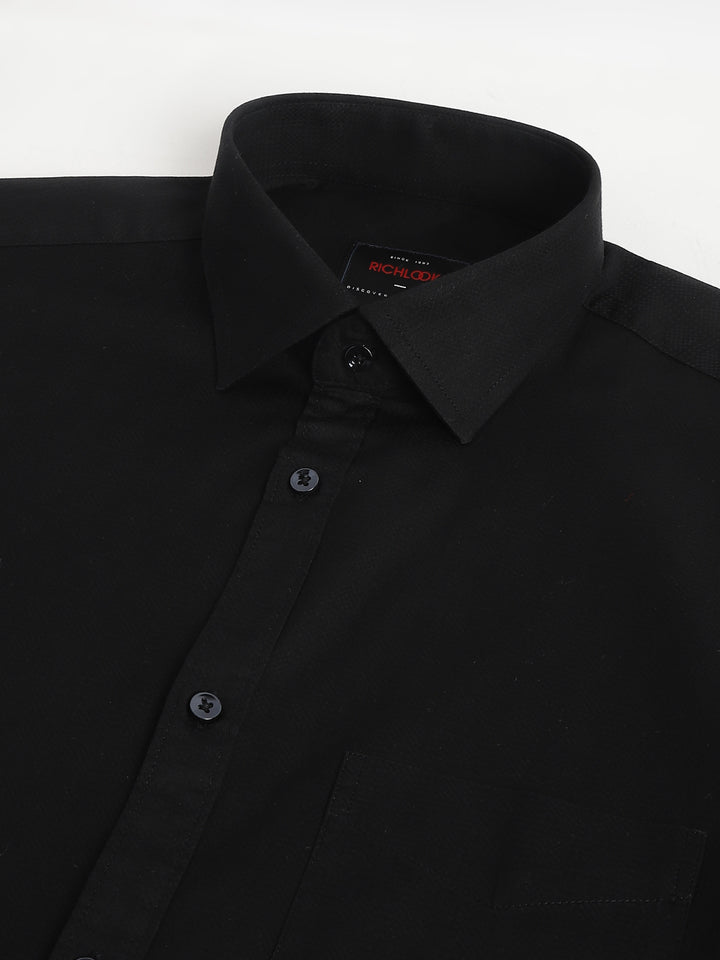 Men Black Regular Fit Solid Formal Shirt