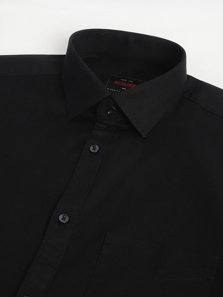 Men Black Regular Fit Solid Formal Shirt