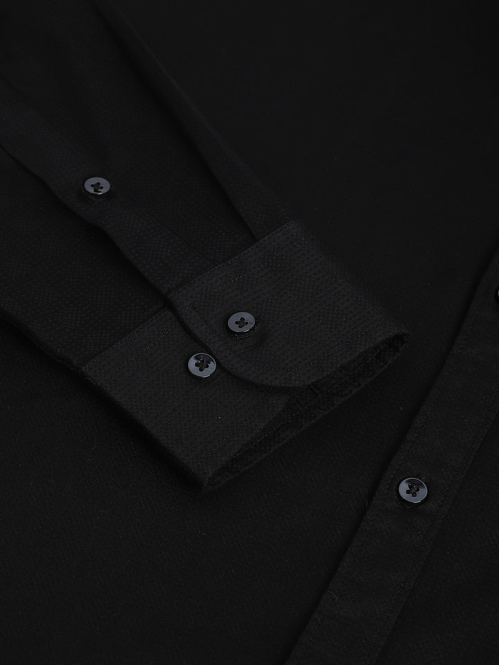 Men Black Regular Fit Solid Formal Shirt