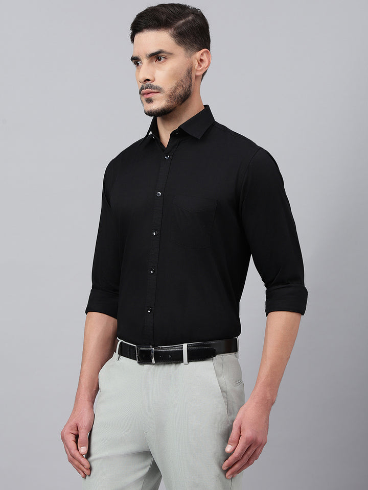 Men Black Regular Fit Solid Formal Shirt