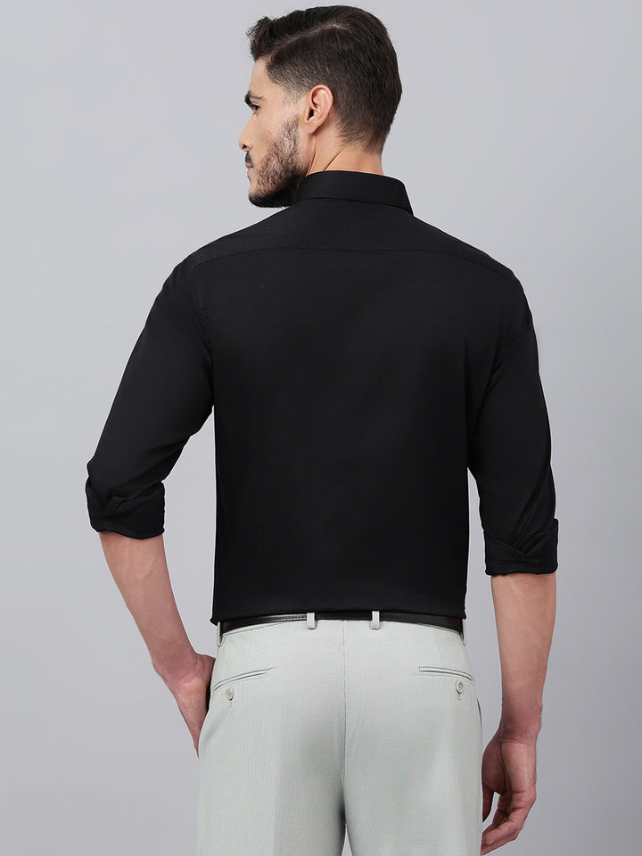 Men Black Regular Fit Solid Formal Shirt