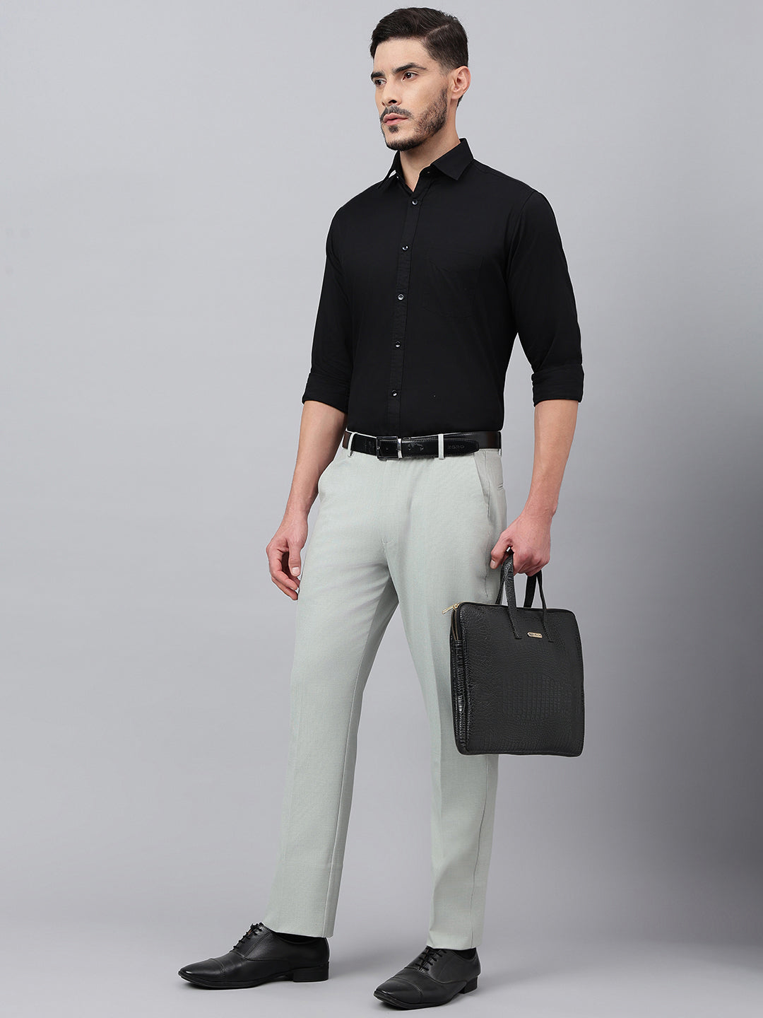 Men Black Regular Fit Solid Formal Shirt