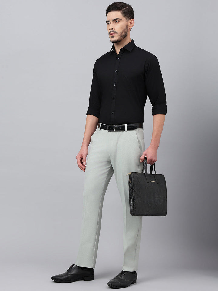 Men Black Regular Fit Solid Formal Shirt