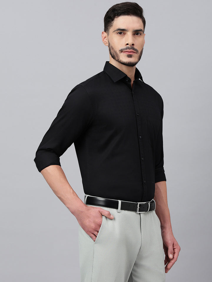 Men Black Regular Fit Solid Formal Shirt