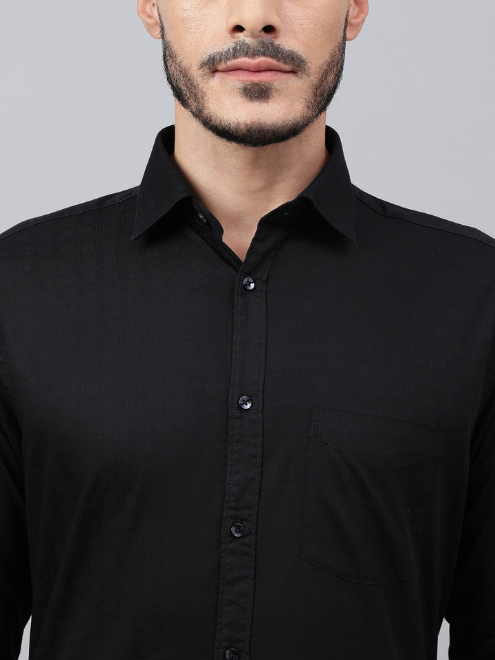 Men Black Regular Fit Solid Formal Shirt