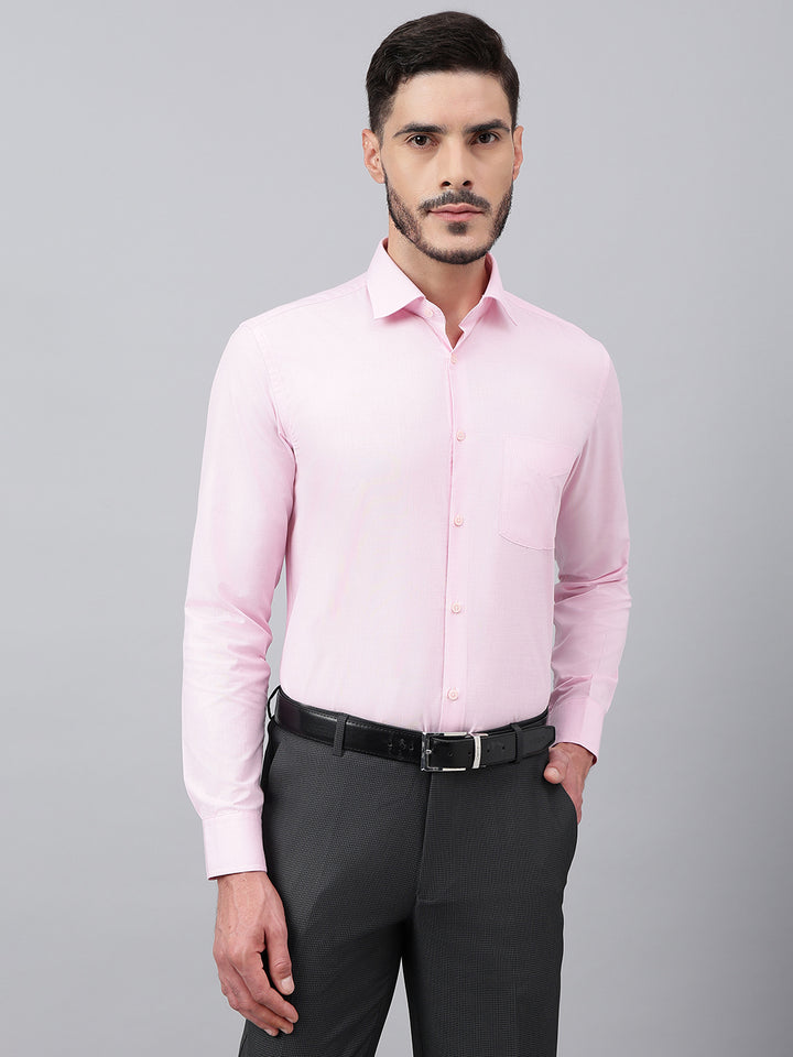 Men Pink Regular Fit Solid Formal Shirt