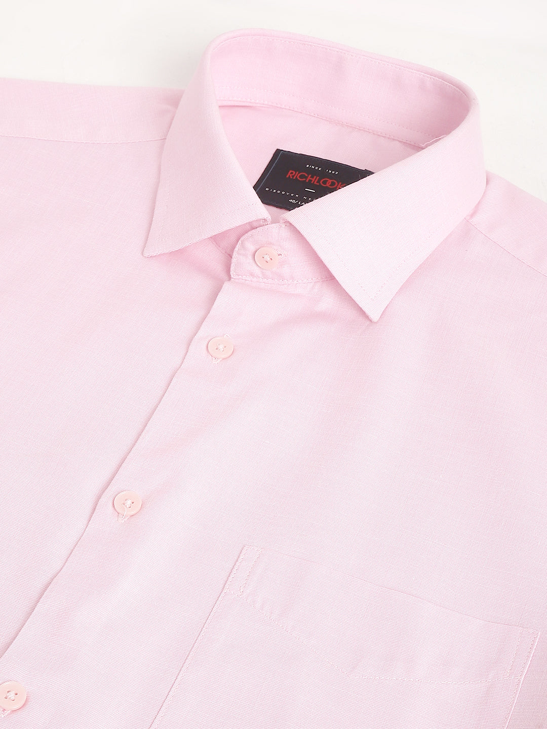 Men Pink Regular Fit Solid Formal Shirt