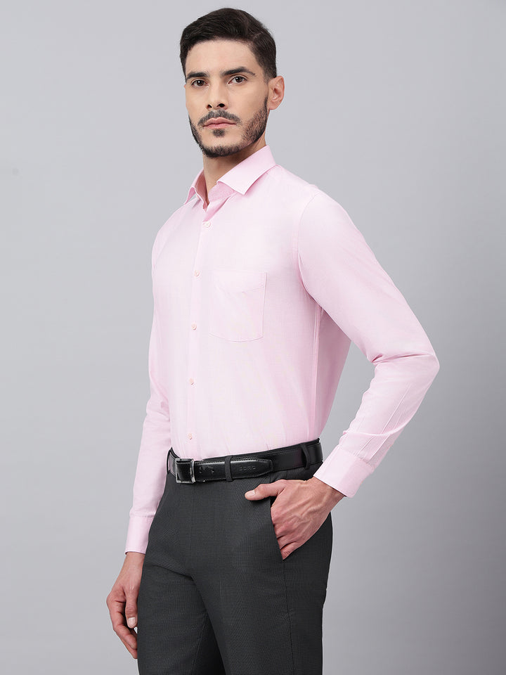 Men Pink Regular Fit Solid Formal Shirt