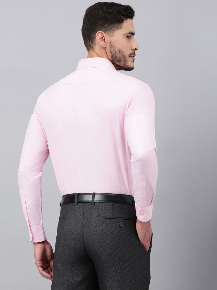 Men Pink Regular Fit Solid Formal Shirt