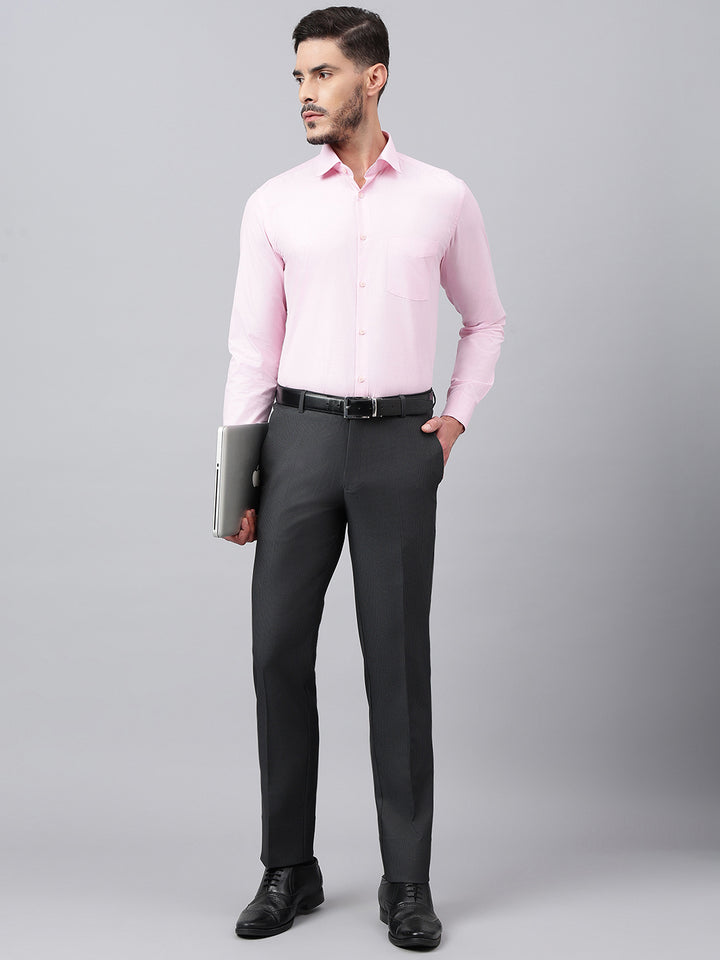 Men Pink Regular Fit Solid Formal Shirt