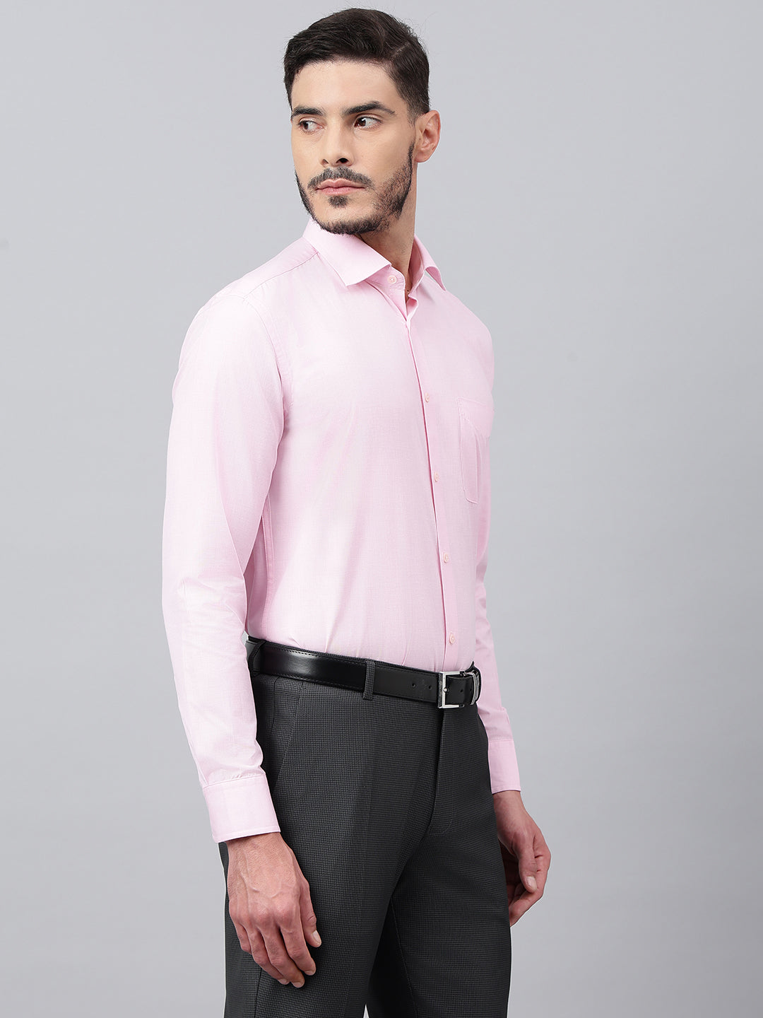 Men Pink Regular Fit Solid Formal Shirt