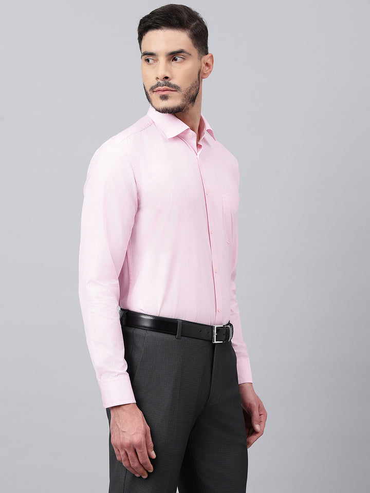 Men Pink Regular Fit Solid Formal Shirt