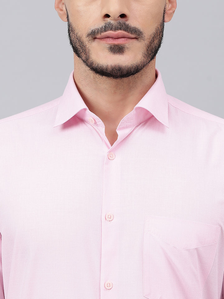 Men Pink Regular Fit Solid Formal Shirt
