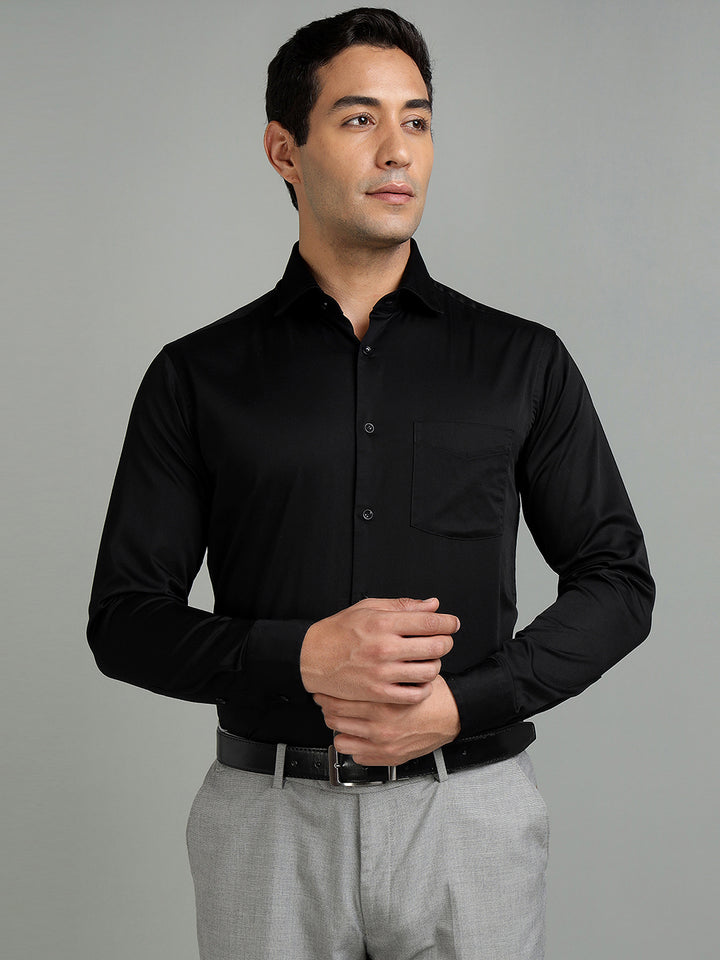 Men Black Cotton Partywear Shirt