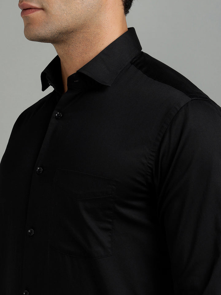 Men Black Cotton Partywear Shirt