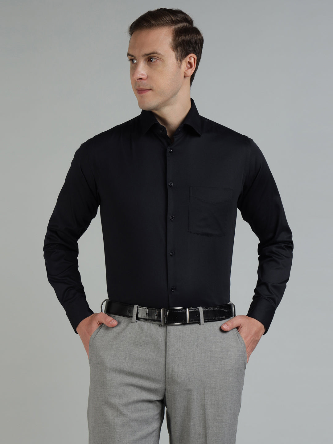 Buy Men Dark Navy Slim Fit Partywear Shirt Buy Men Dark Navy Slim Fit Partywear Shirt