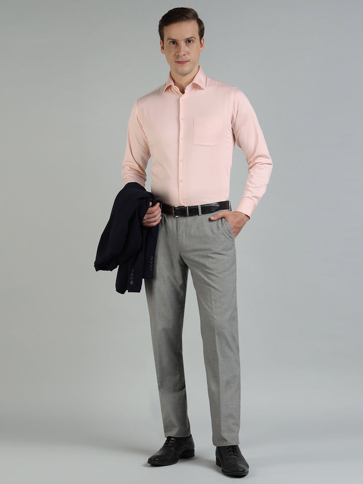 Men Pink Lycra Cotton Partywear Shirt
