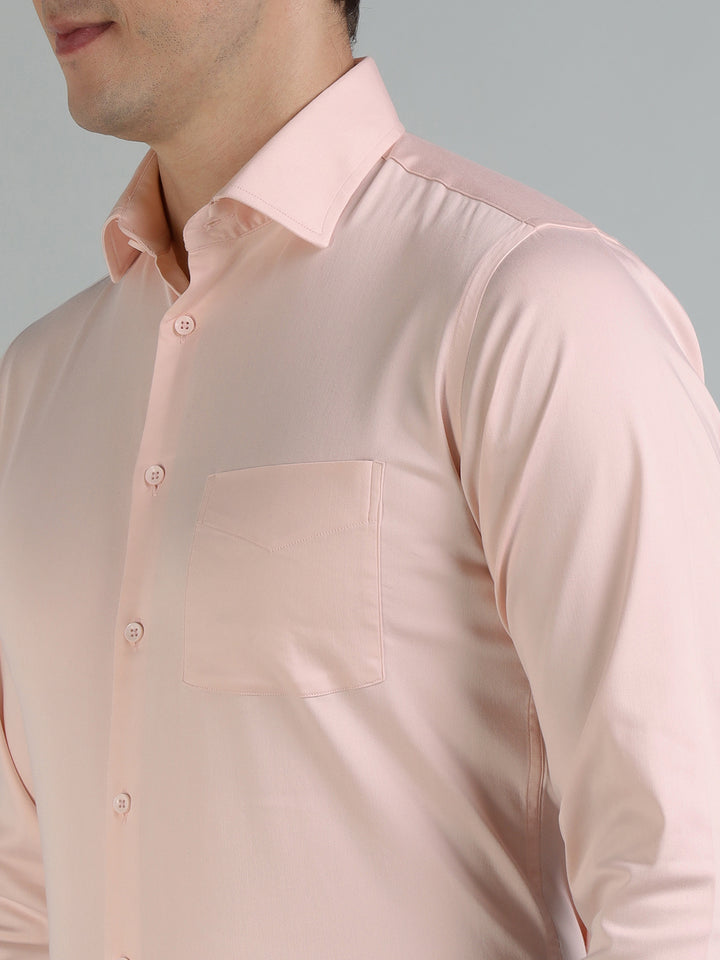 Men Pink Lycra Cotton Partywear Shirt