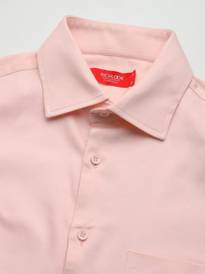 Men Pink Lycra Cotton Partywear Shirt