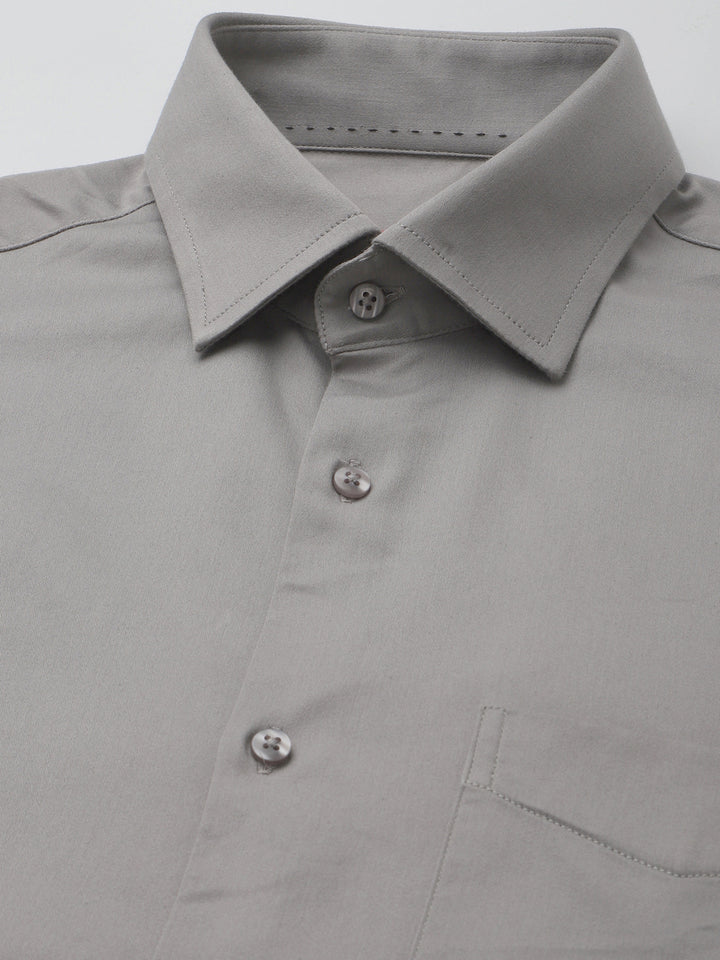 Men Grey Lycra Cotton Partywear Shirt