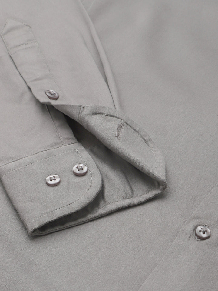 Men Grey Lycra Cotton Partywear Shirt