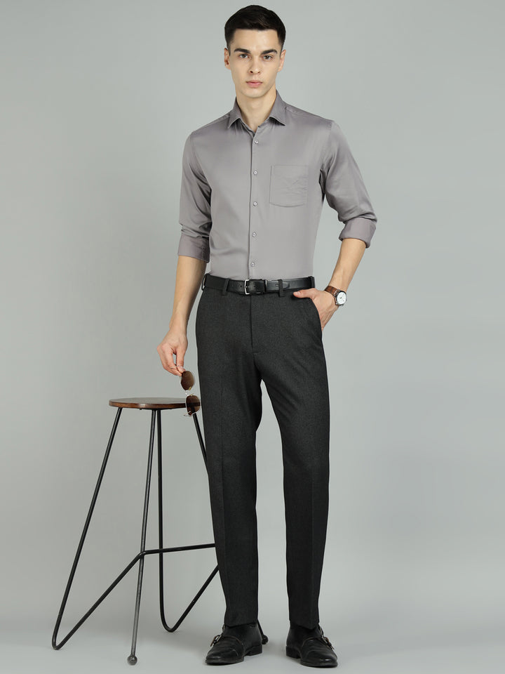 Men Grey Lycra Cotton Partywear Shirt