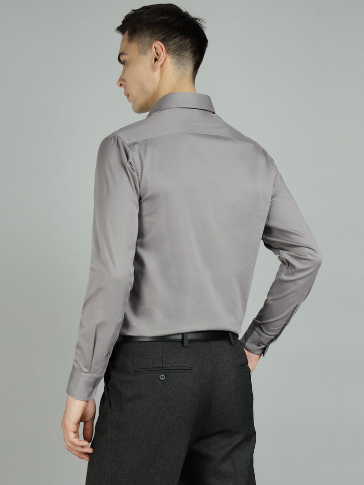 Men Grey Lycra Cotton Partywear Shirt