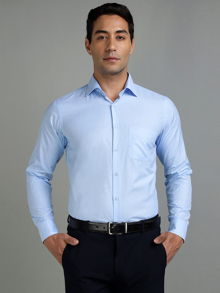 Men Blue Cotton Formal Shirt