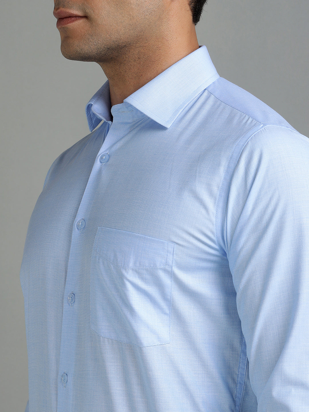 Men Blue Cotton Formal Shirt