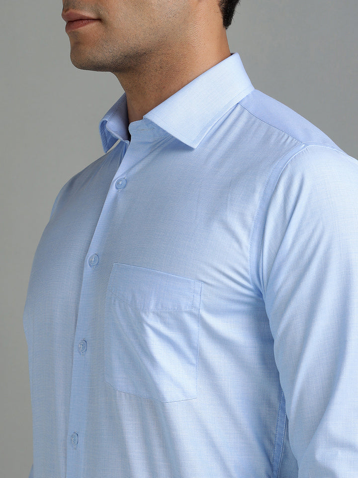 Men Blue Cotton Formal Shirt
