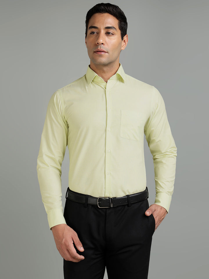 Men Lime Green Cotton Formal Shirt