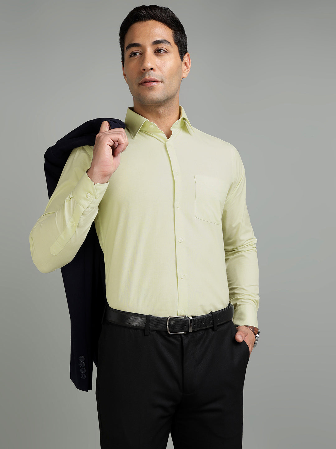 Men Lime Green Cotton Formal Shirt