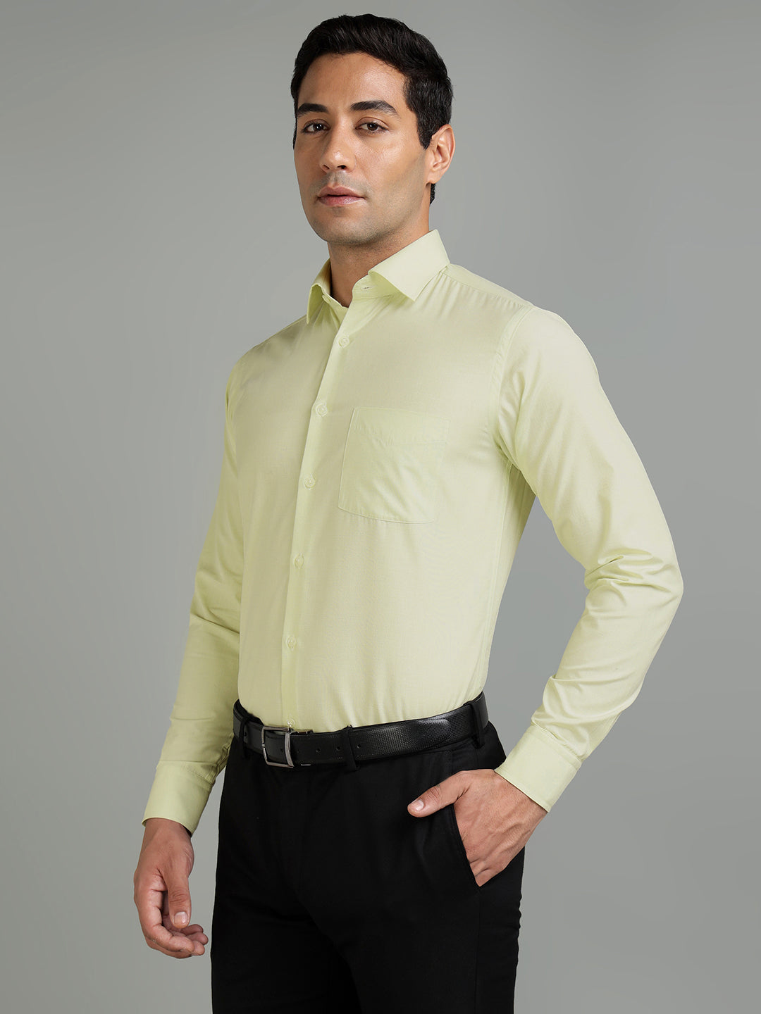 Men Lime Green Cotton Formal Shirt