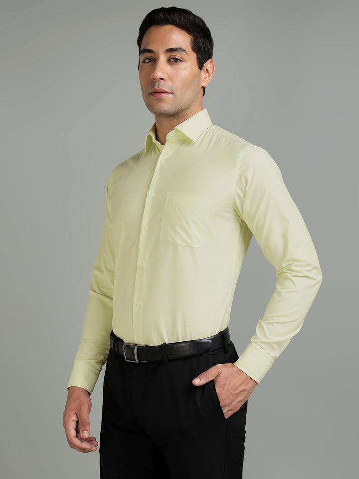 Men Lime Green Cotton Formal Shirt