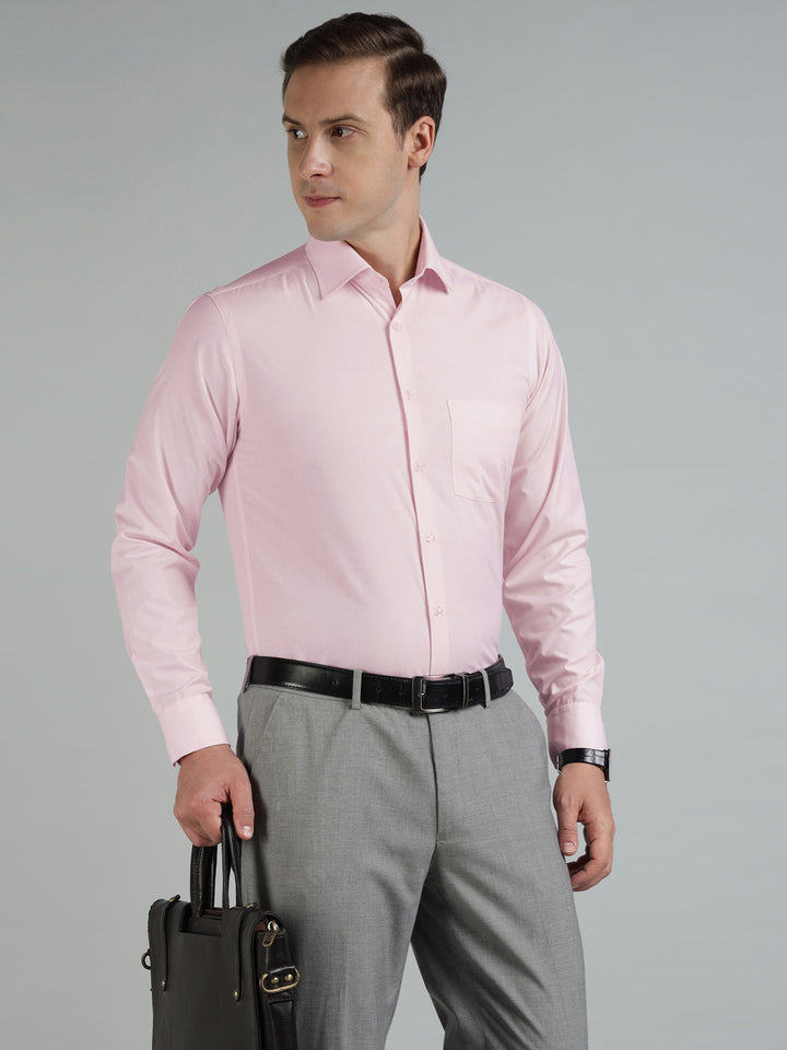 Men Pink Cotton Formal Shirt