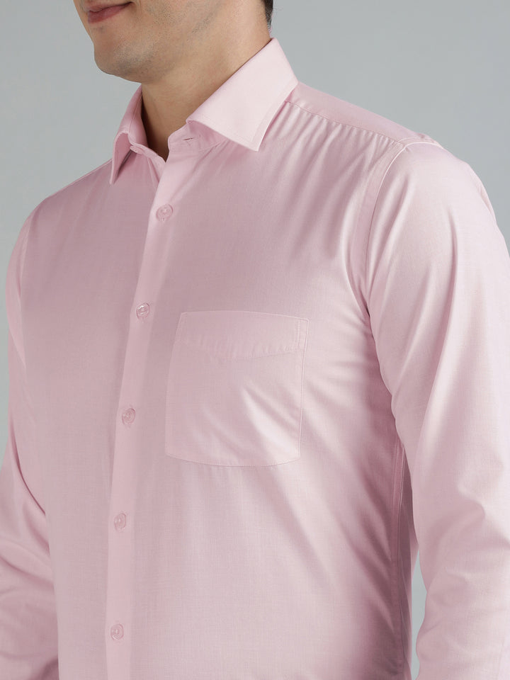 Men Pink Cotton Formal Shirt
