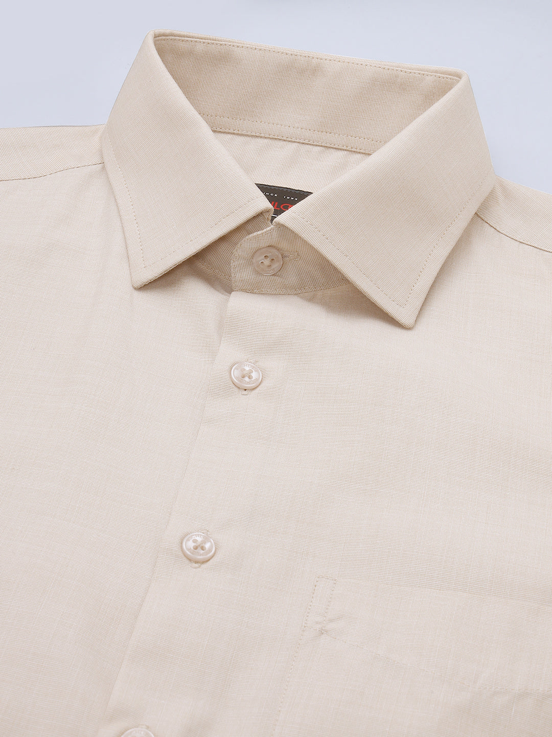 Men Camel Cotton Formal Shirt