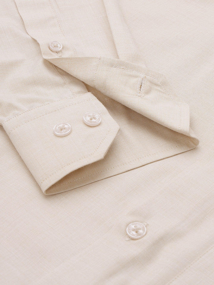 Men Camel Cotton Formal Shirt