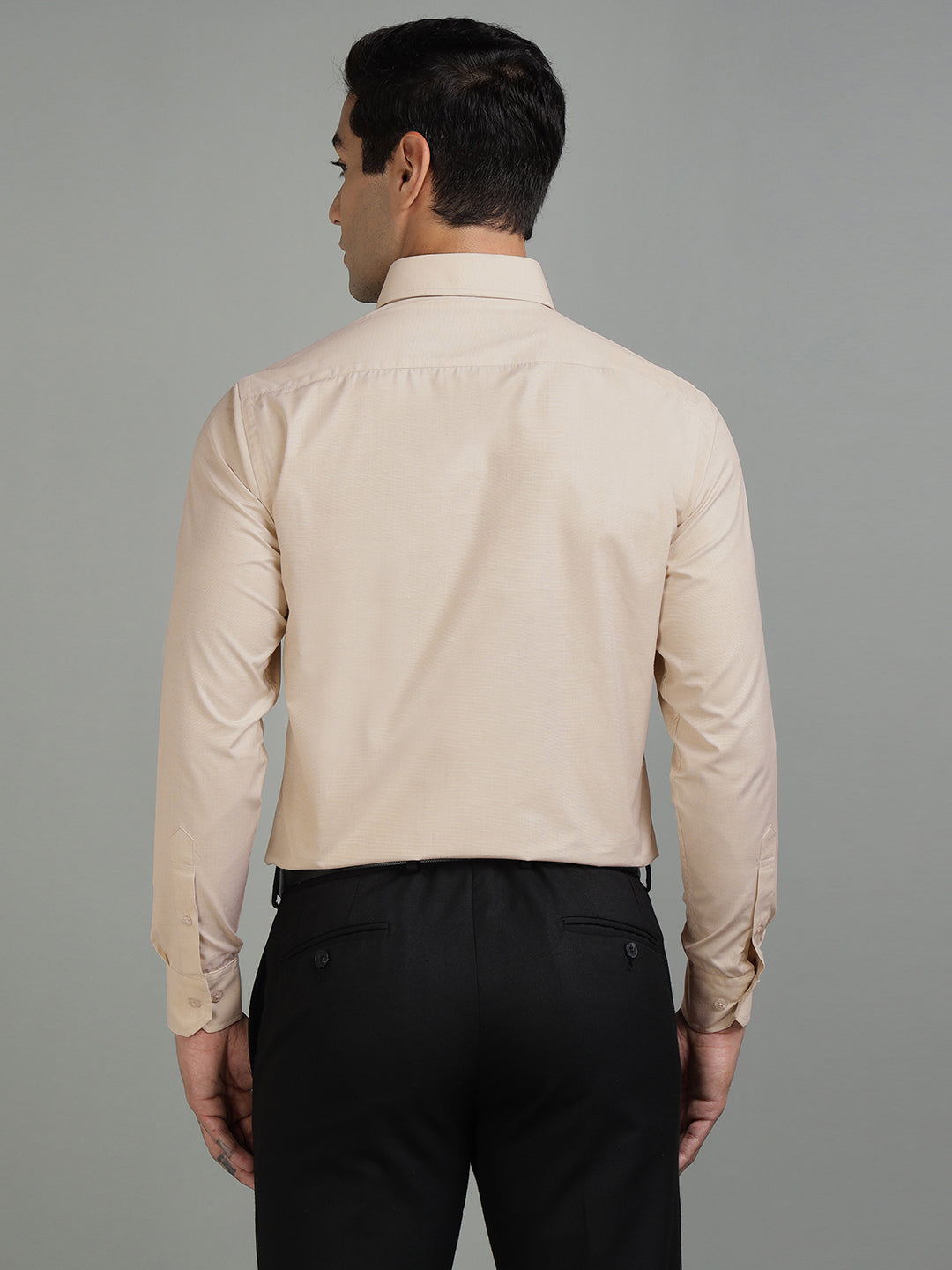 Men Camel Cotton Formal Shirt