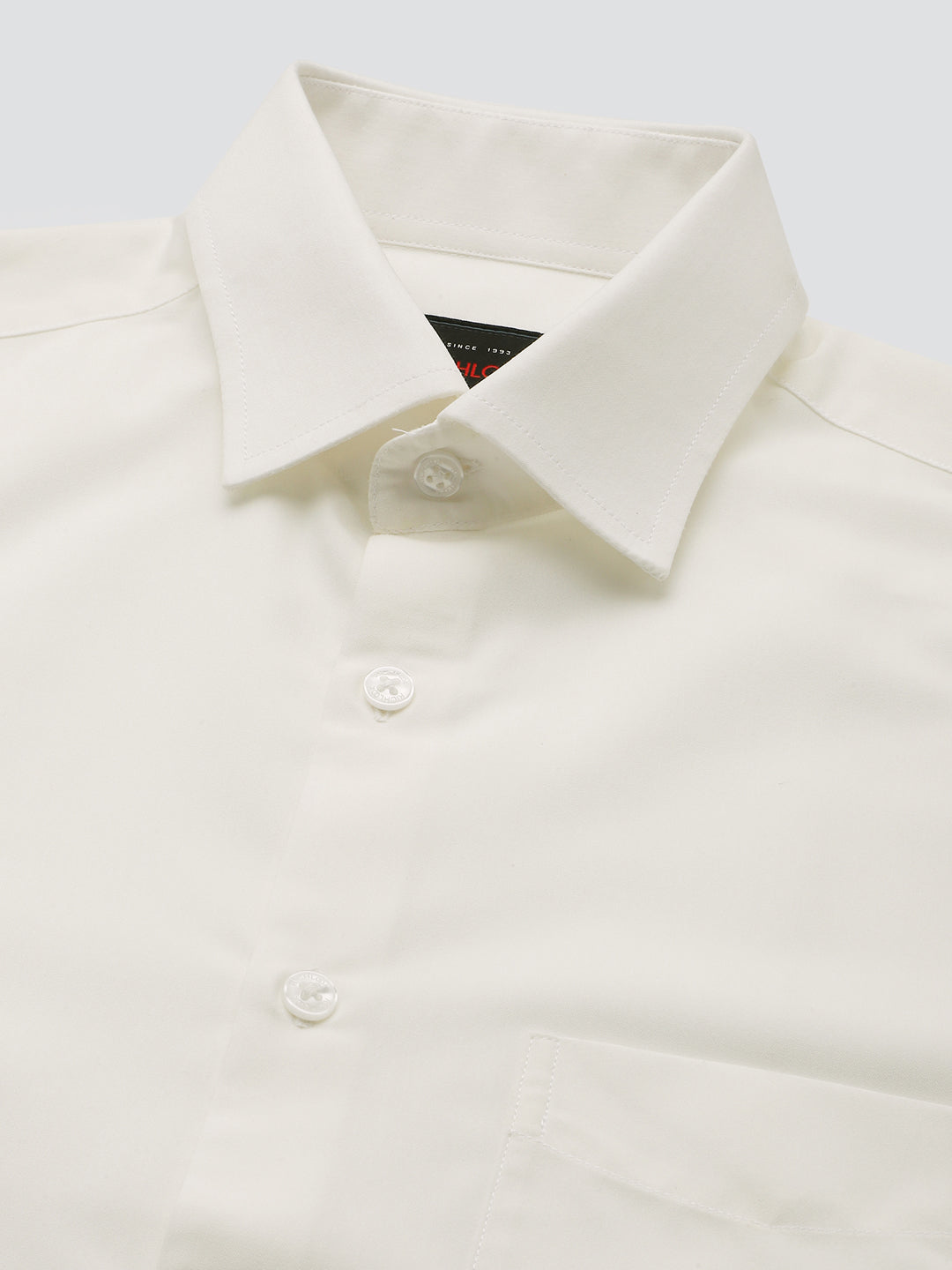 Men Off White Cotton Formal Shirt