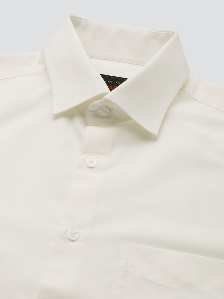 Men Off White Cotton Formal Shirt