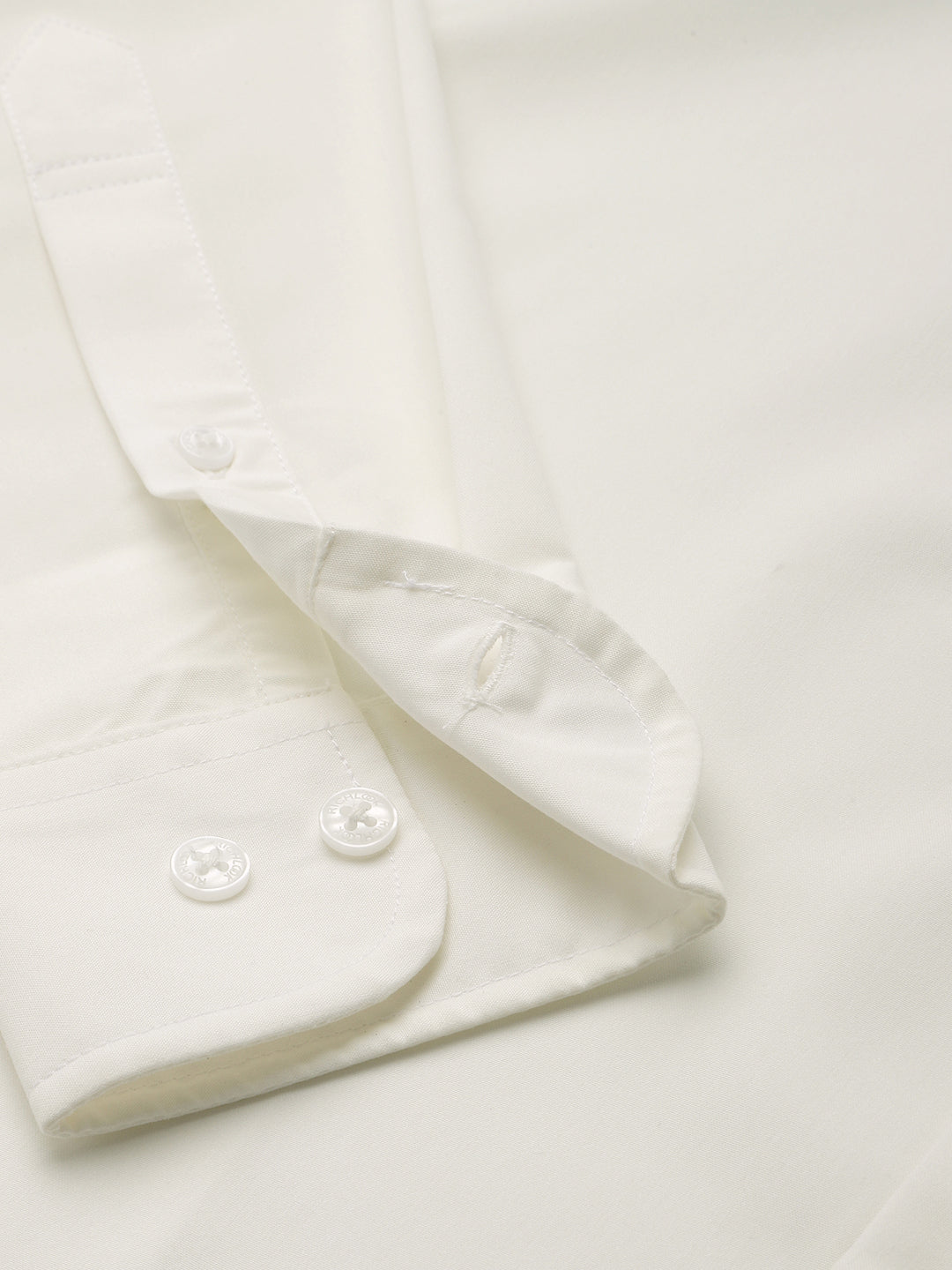 Men Off White Cotton Formal Shirt