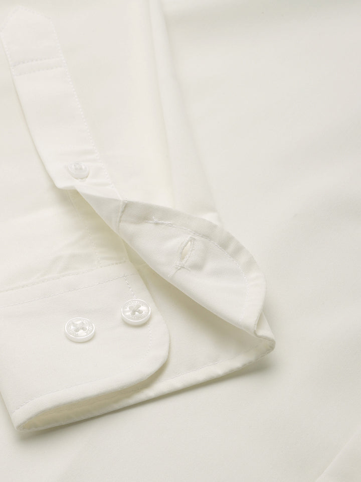 Men Off White Cotton Formal Shirt