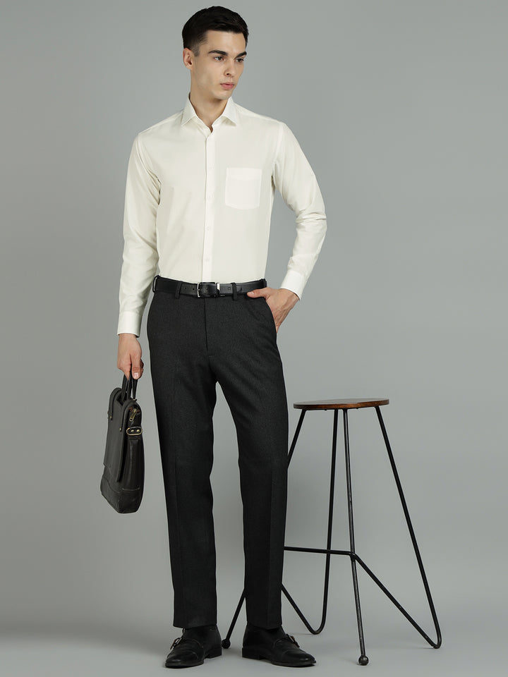 Men Off White Cotton Formal Shirt