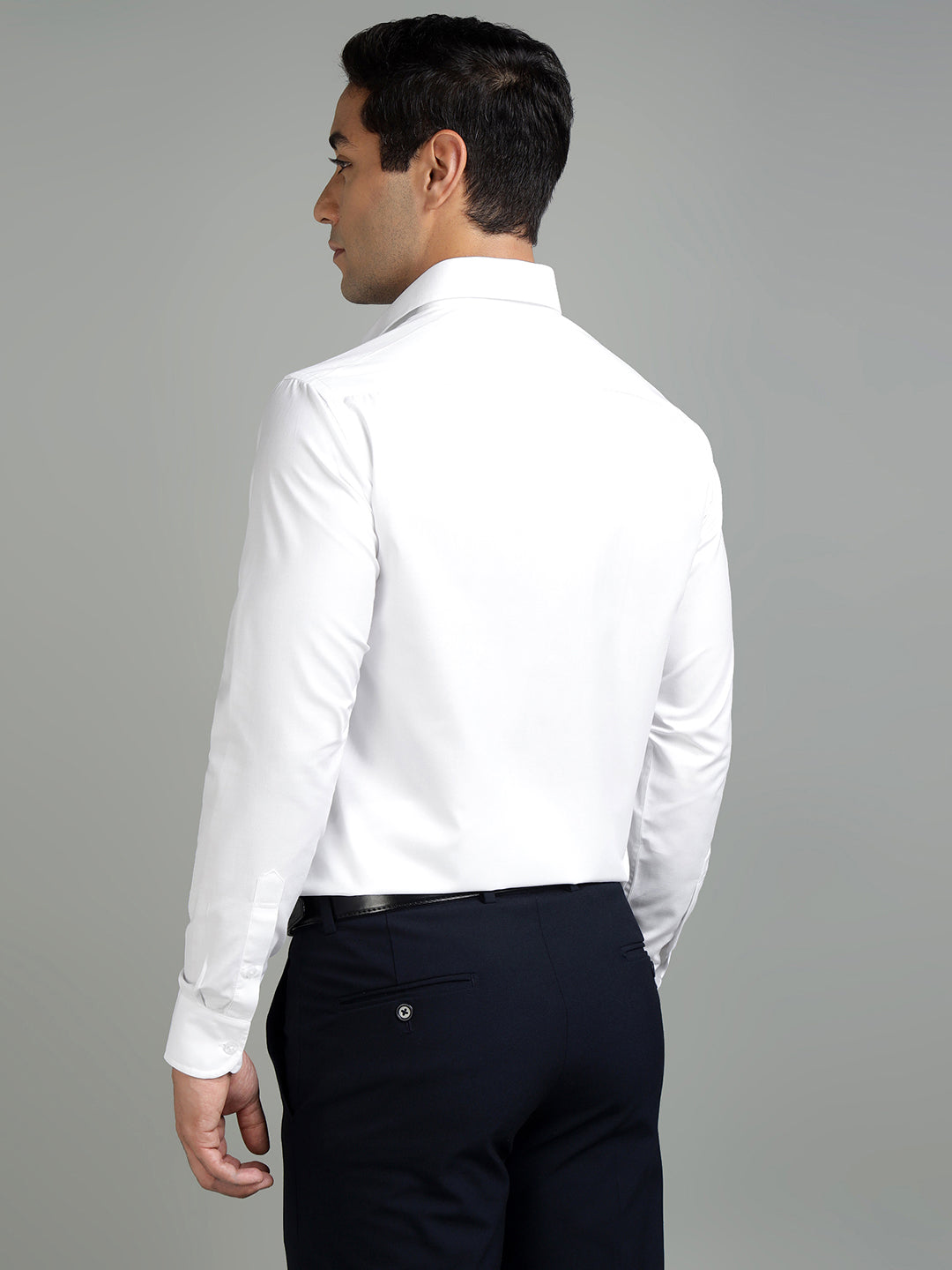 Men White Cotton Formal Shirt