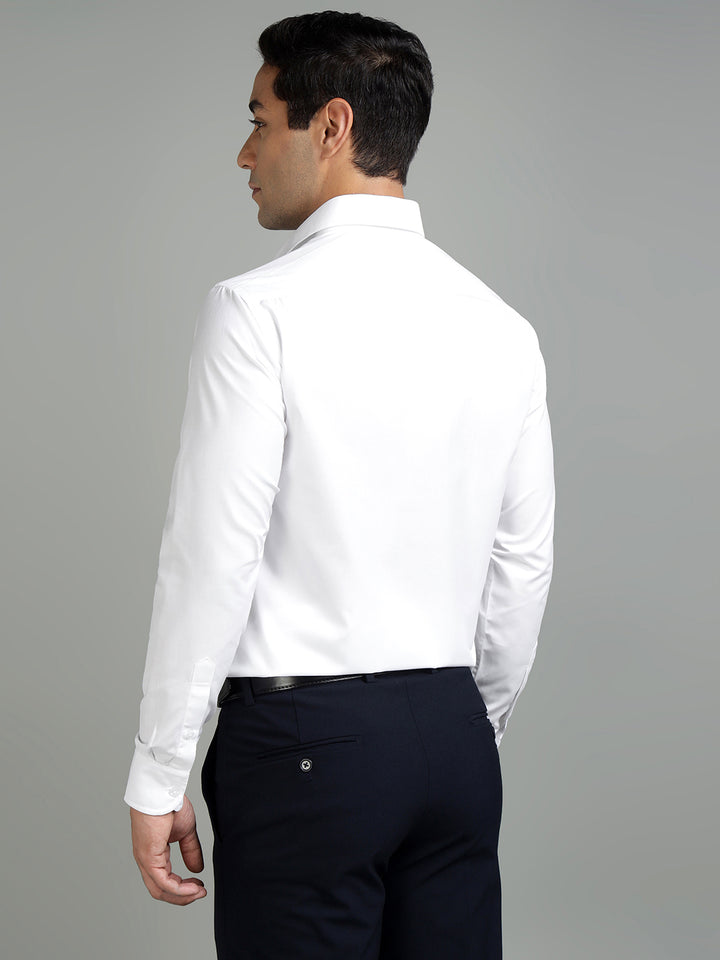 Men White Cotton Formal Shirt